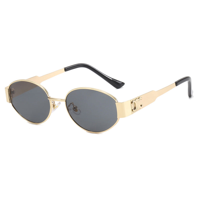 Damen modische Sonnenbrille im eleganten ovalen Design mit robustem Metallrahmen Brehn