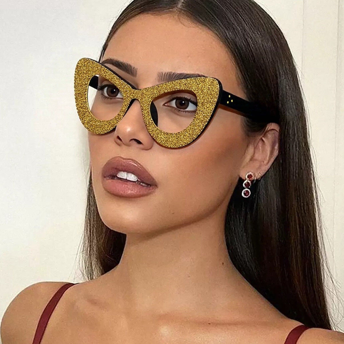 Damen Glamouröse Cat-Eye Sonnenbrille mit Strassverzierung Brehn