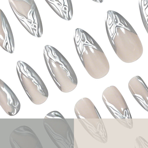 Elegante metallische Marmor Press-On Nagelkunst Brehn