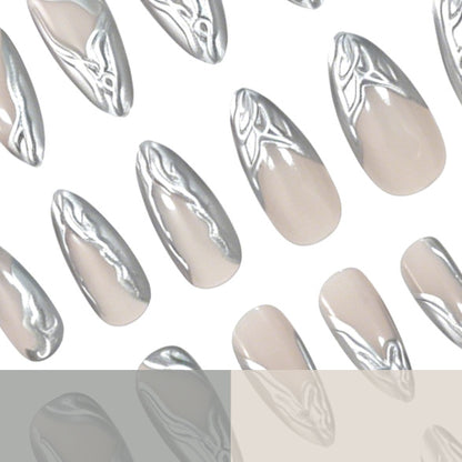 Elegante metallische Marmor Press-On Nagelkunst Brehn