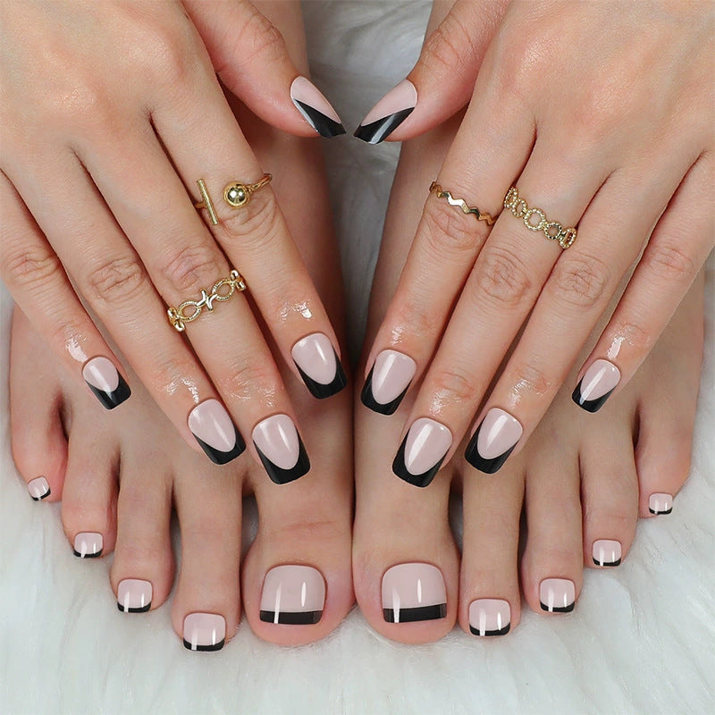 Stylisches Press-On-Nagelset mit elegantem französischen Spitzen-Design Brehn