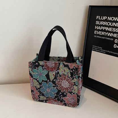 Florale gestickte Wandteppich Tragetasche