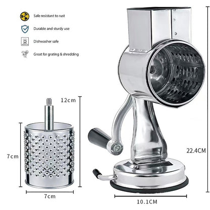 Rotary Multi-Drum Manual Grater and Slicer