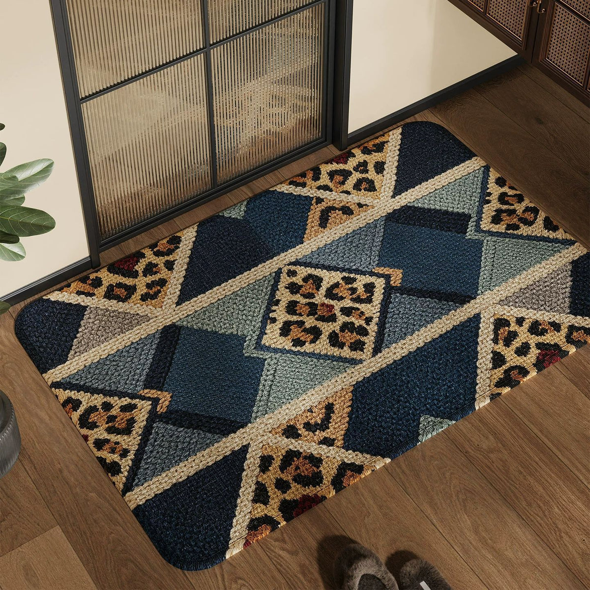 Spaßiger und bunter Patchwork-Teppich Brehn