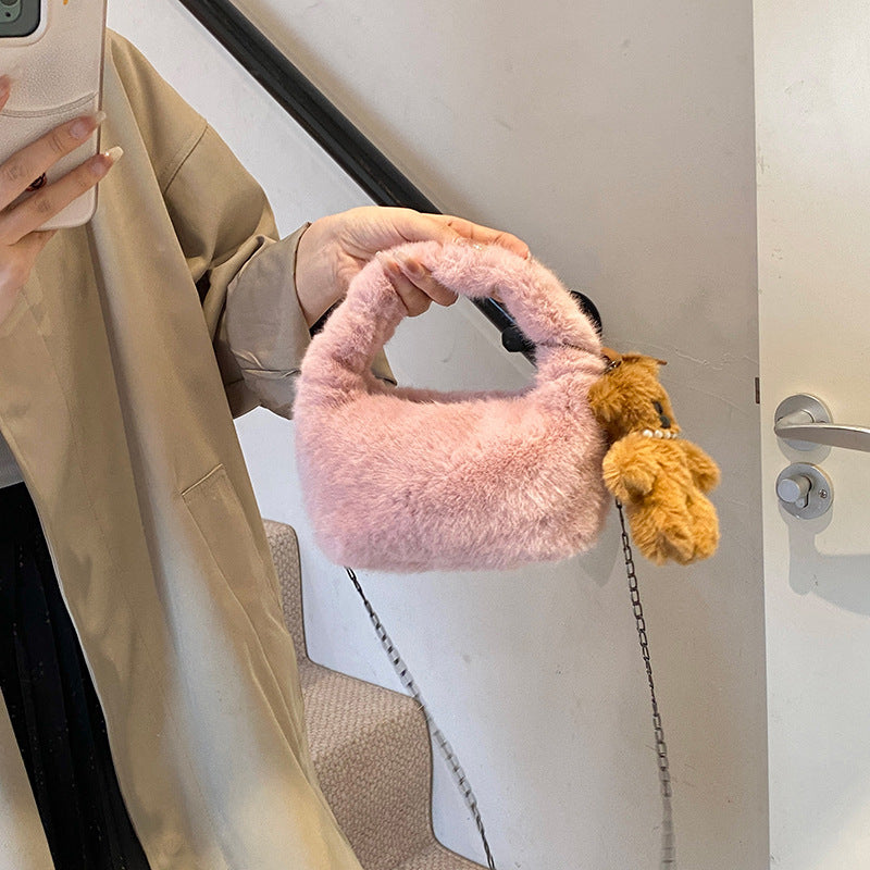 Plüsch-Fell Mini-Handtasche