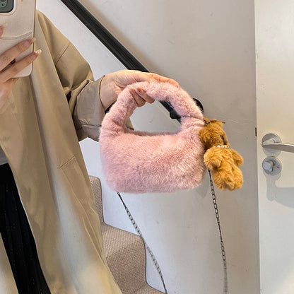 Plüsch-Fell Mini-Handtasche