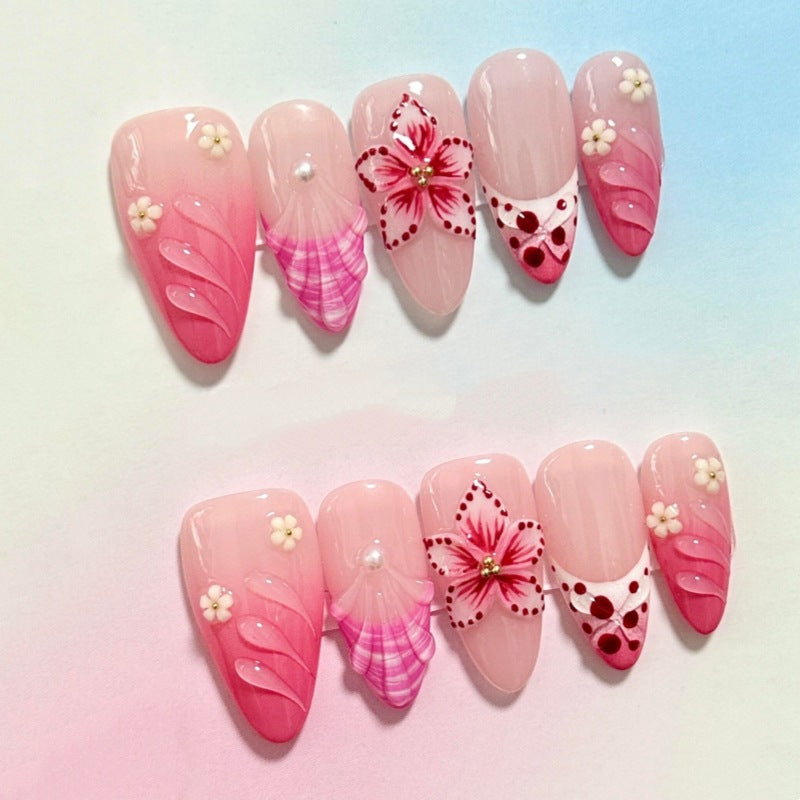 Künstlerisches Floral Press-On Nagelset Brehn