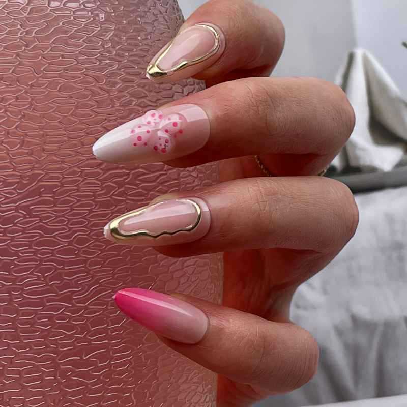 Elegante Ombre Blumen Design Press-On Nägel Brehn