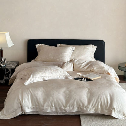 Seidensatin Jacquard Bettbezug Set mit Umschlag Kopfkissenbezügen