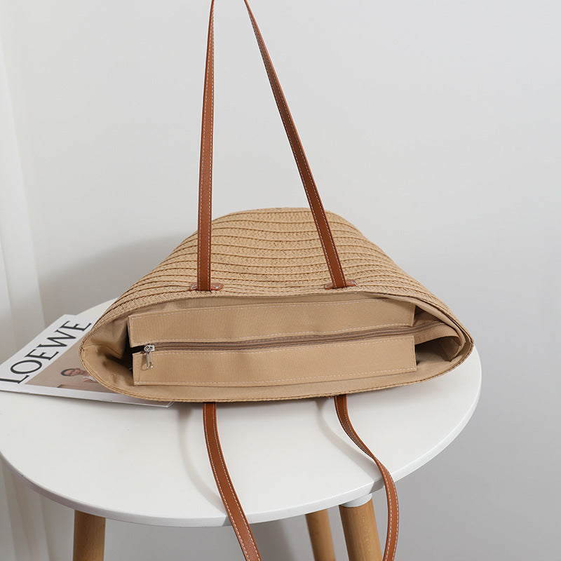 Damen Geräumige Strandtasche aus geflochtenem Naturmaterial Brehn