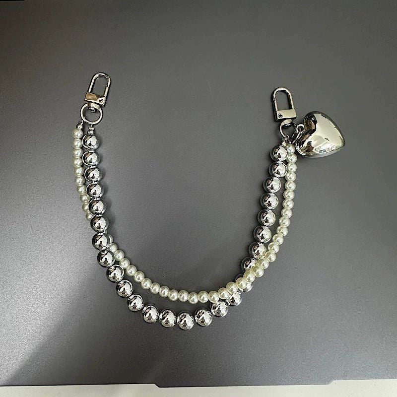 Eleganter Perlen- und Metallperlen-Schlüsselanhänger Brehn