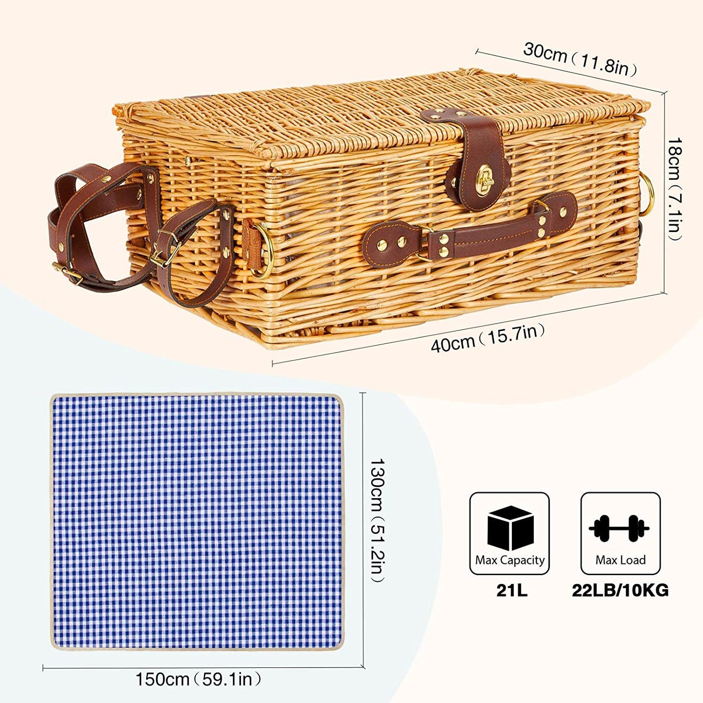 Damen hochwertiger Picknickkorb mit klassischem Design Brehn