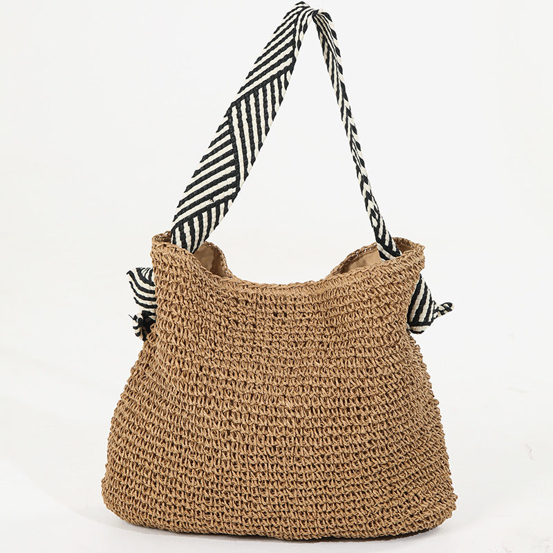 Damen Handtasche mit geflochtenem Design und gemustertem Schulterriemen Brehn
