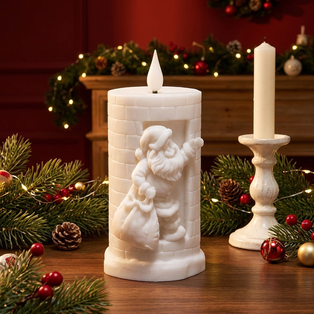 Weihnachtskerze mit Santa-Motiv
