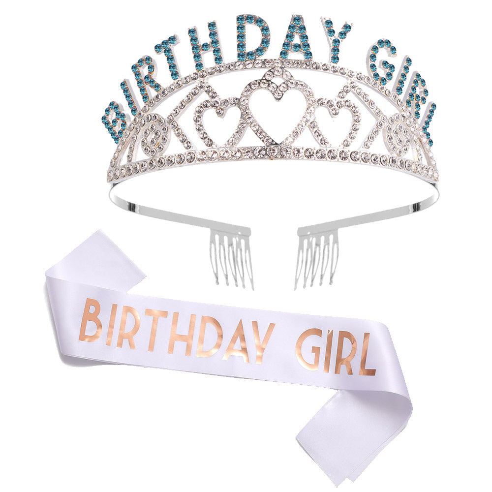 Damen Funkelndes Tiara- und Schärpen-Set Brehn