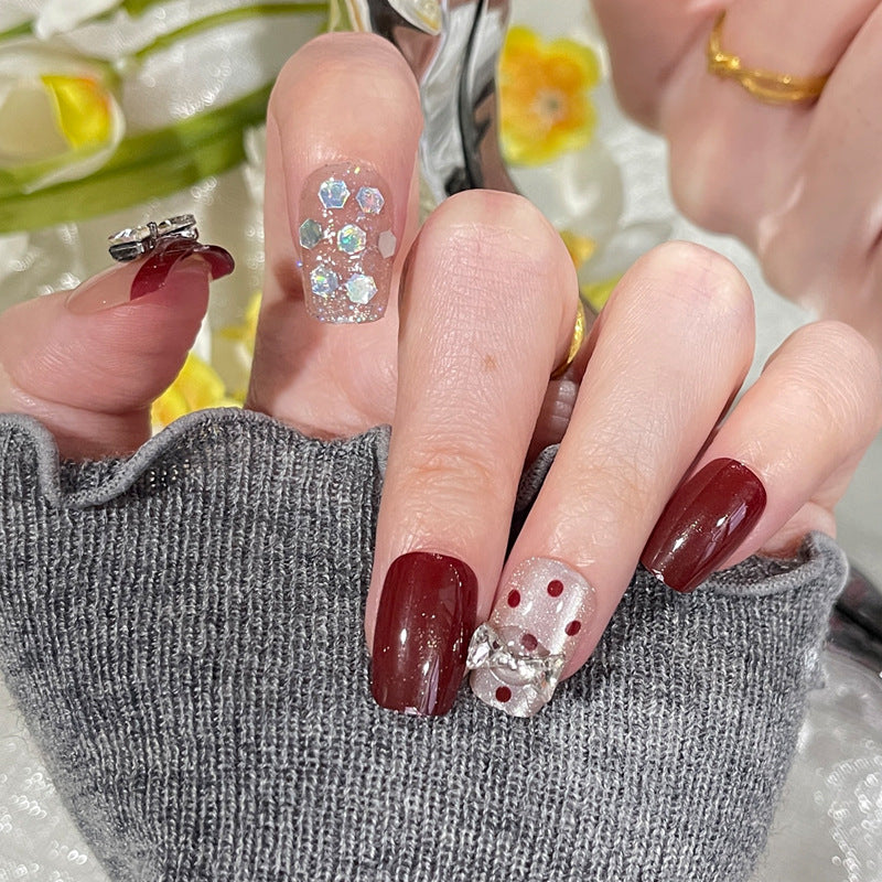Festives Glitzerndes Press-On-Nagelset Brehn