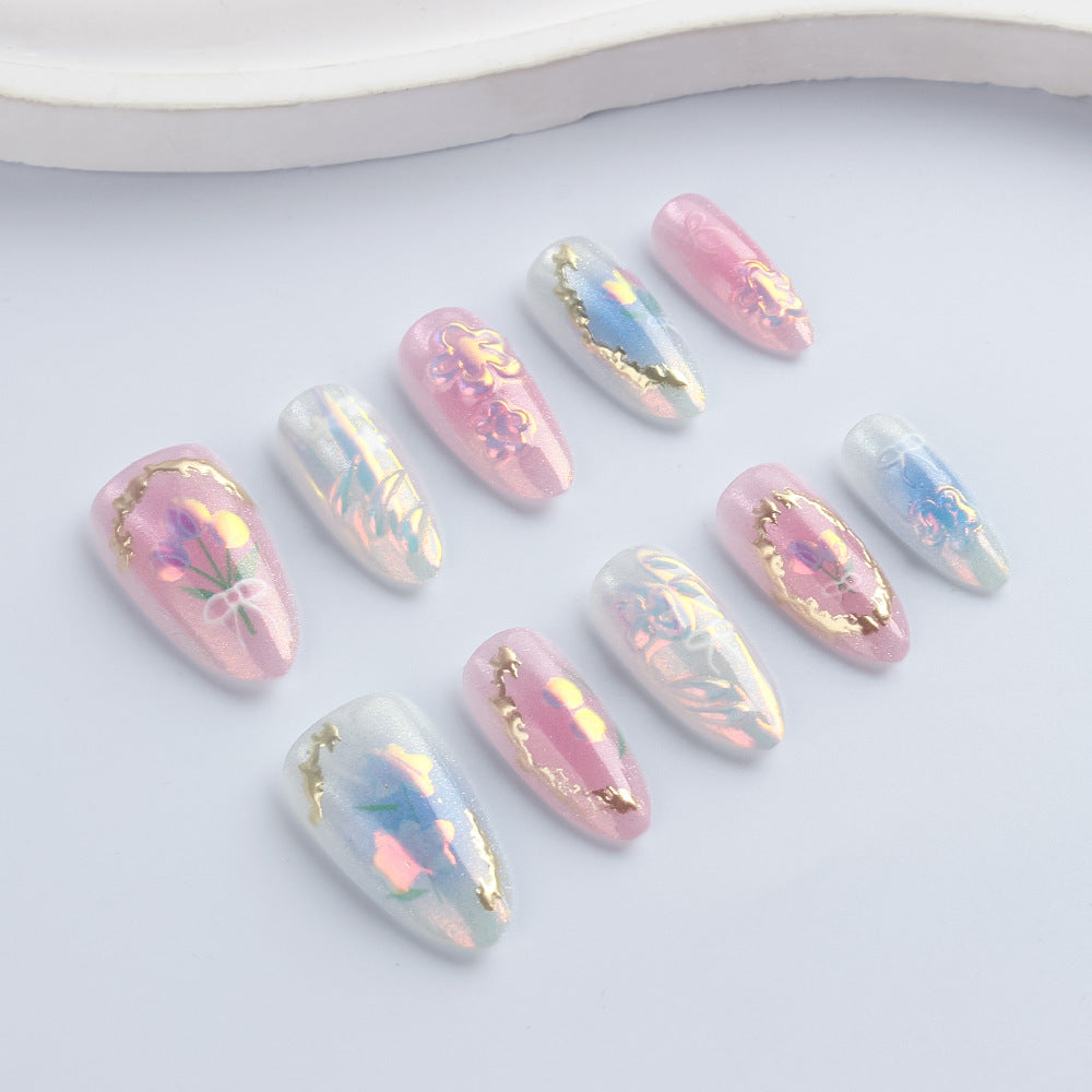 Künstlerische Blumen Press-on Nagelkunst Brehn