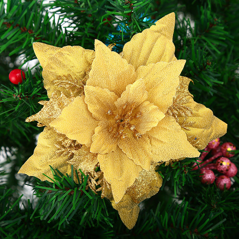 Dekorative Glitzernde Weihnachtsstern Blume Ornament Brehn