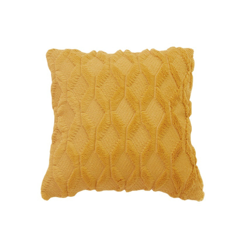 Quadratischer Zierkissenbezug mit dreidimensionalem Wabenrelief aus soften Chenille-Fasern Brehn