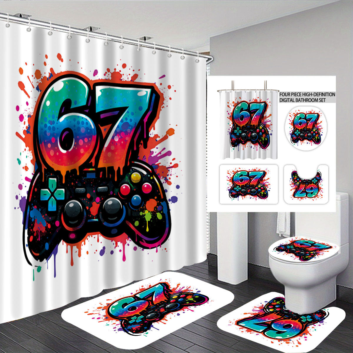 Digital Art-Themen Vier-Teiliges Badezimmer-Set Brehn