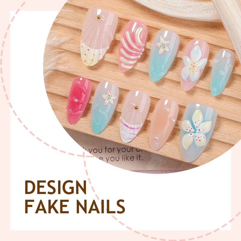 Kunstnägel Set mit floralen Designs und glitzernden Akzenten Brehn