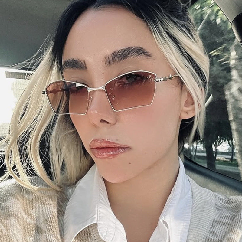Damen trendige Sonnenbrille mit geometrischem Rahmen und gradienten Gläsern Brehn