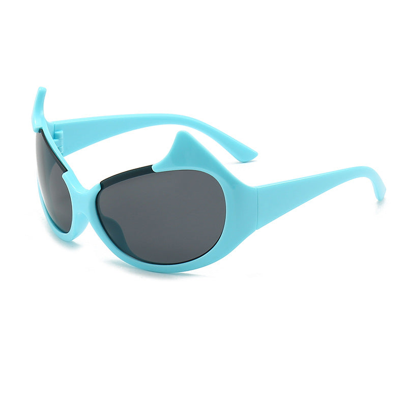 Damen extravagante modische Sonnenbrille mit markanten geschwungenen Rahmen Brehn