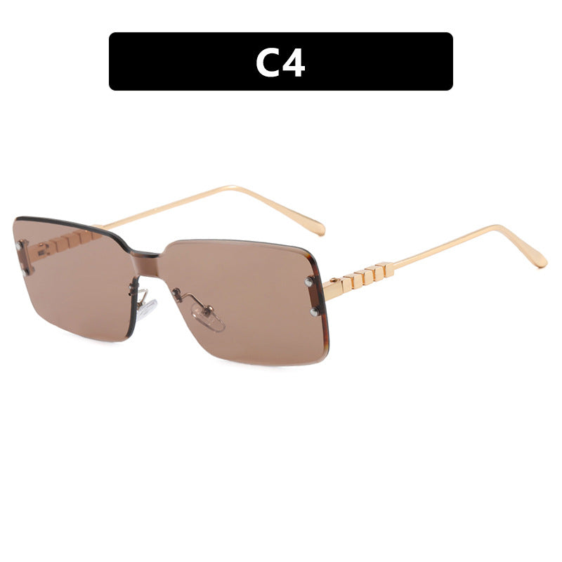 Damen moderne rechteckige Sonnenbrille mit stilvollem Metallrahmen Brehn