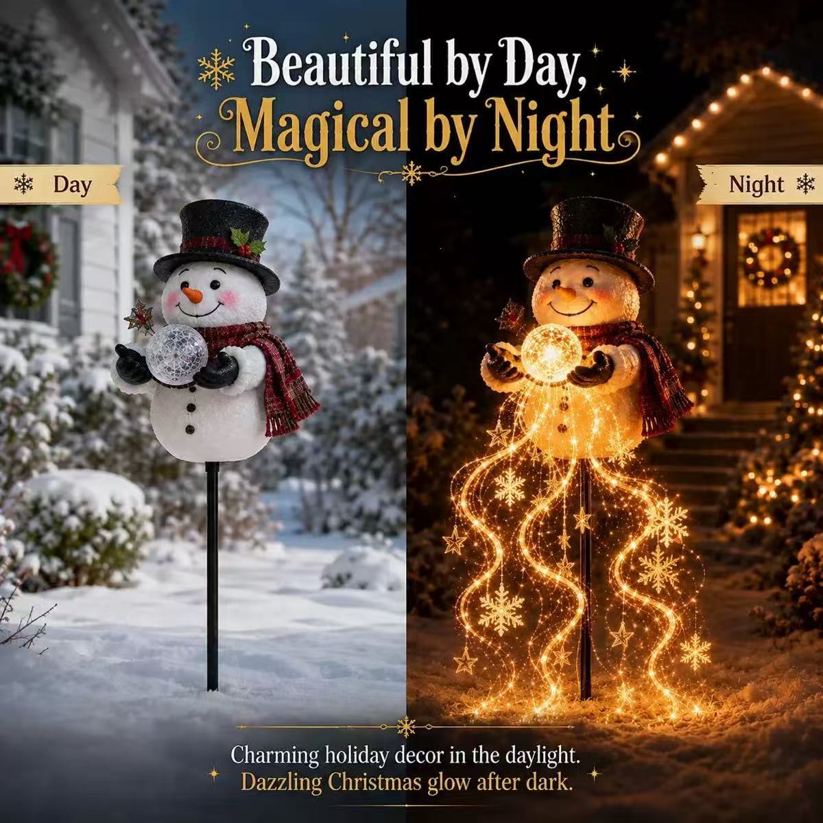 Dekorative Schneemannfigur mit LED-Lichtern Brehn