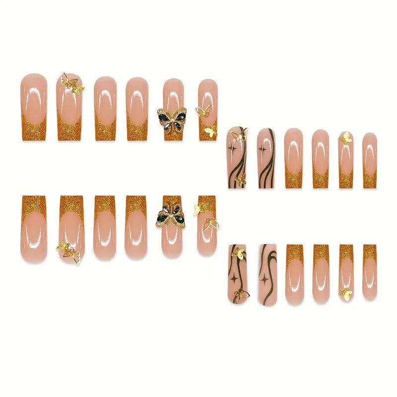 Dekorative Schmetterlings-Press-On-Nagelkunst Brehn