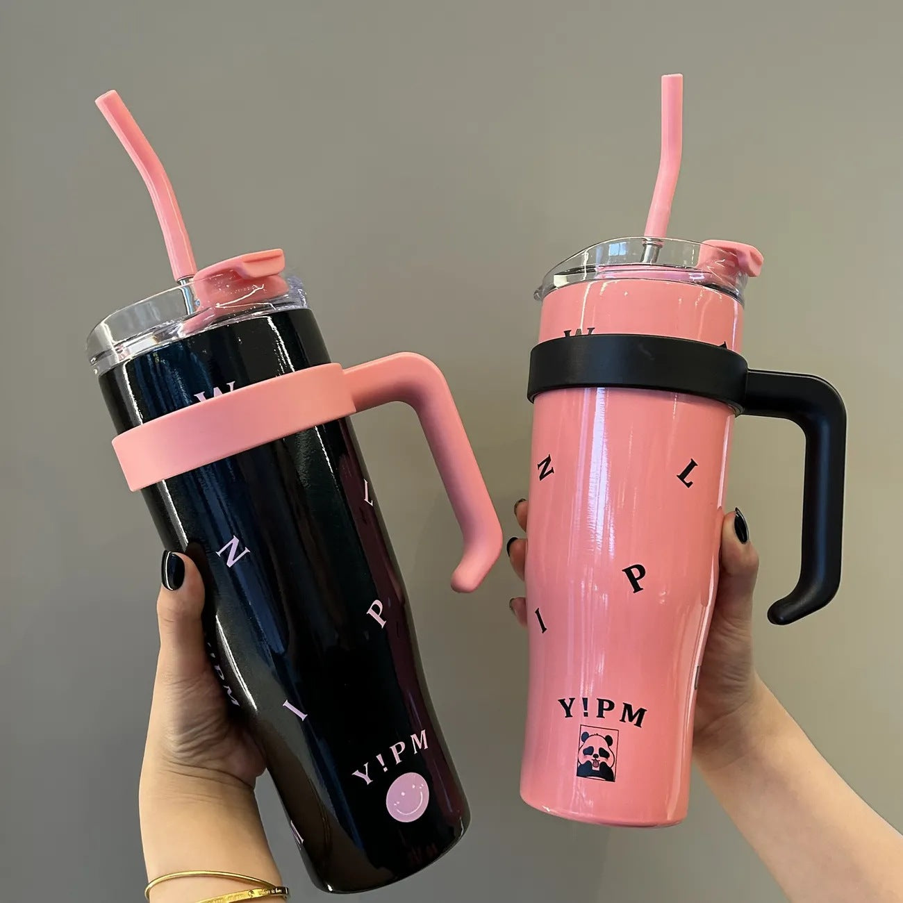 Damen Praktische Isolier-Trinkflasche mit integriertem Tragegriff Brehn