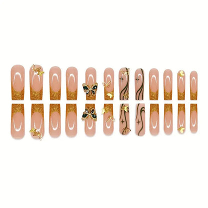 Dekorative Schmetterlings-Press-On-Nagelkunst Brehn