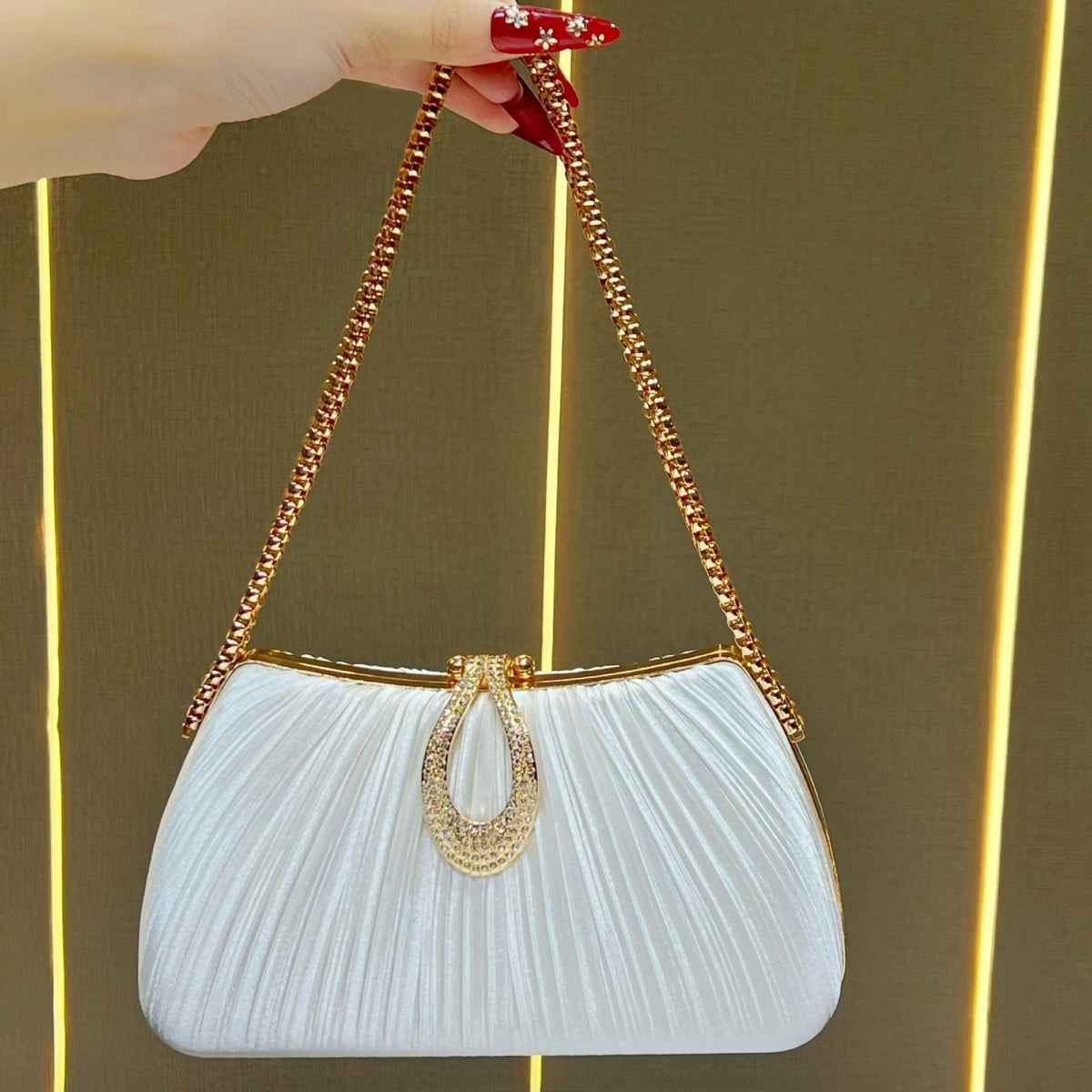 Falten Satin Abend Handtasche