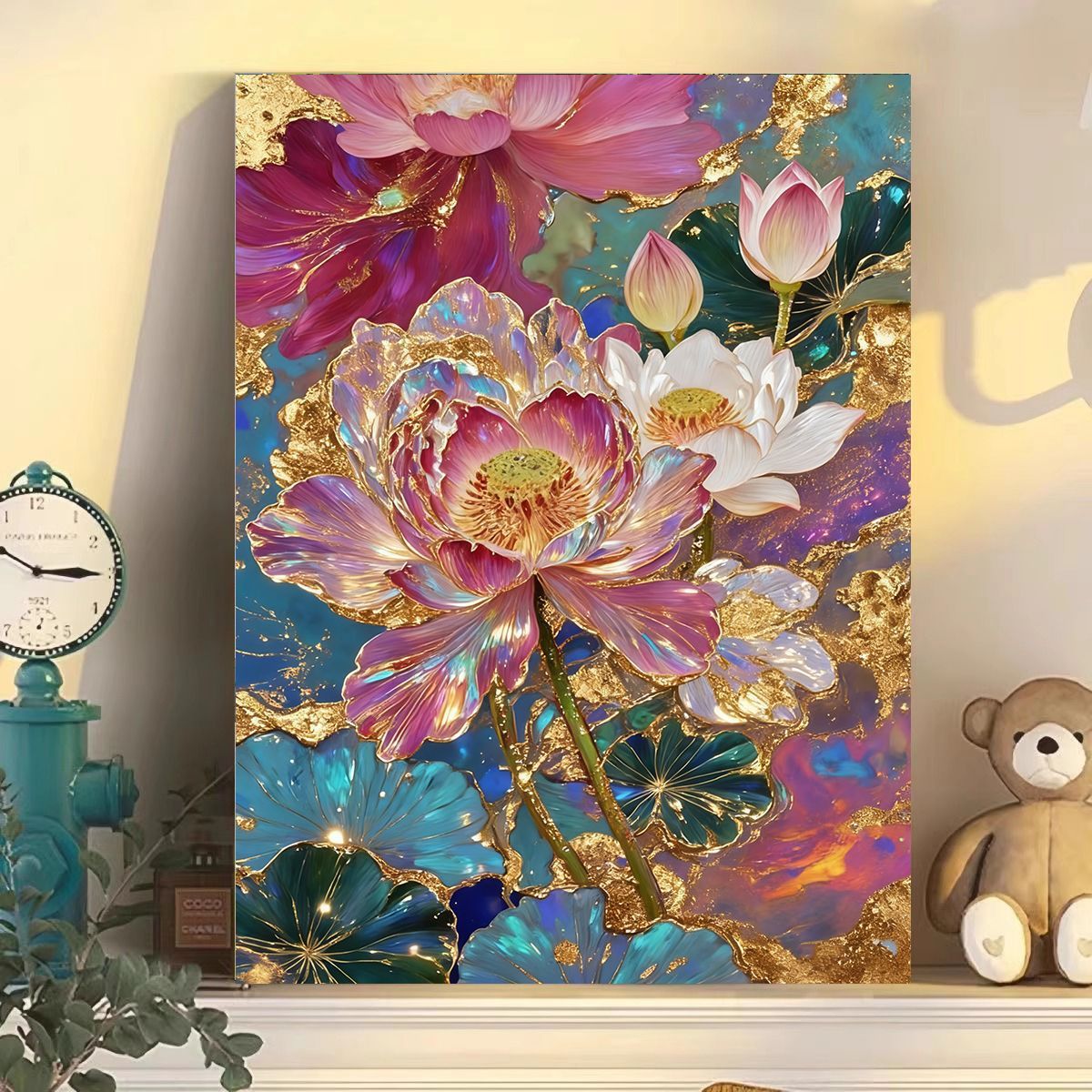 Luxuriöse florale abstrakte Leinwand Wandkunst Brehn