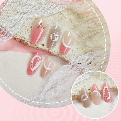 Künstlerisches Floral Design Press-On Nagelset Brehn