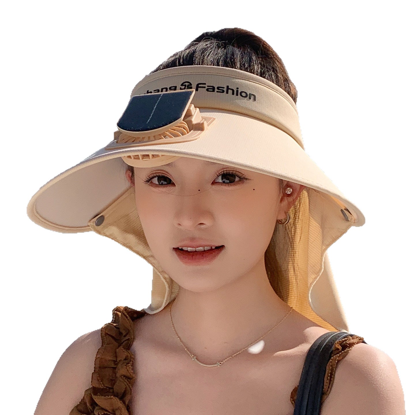 Visier mit abnehmbarem Solarclip-Ventilator und UV-Schutz-Nackenband Brehn