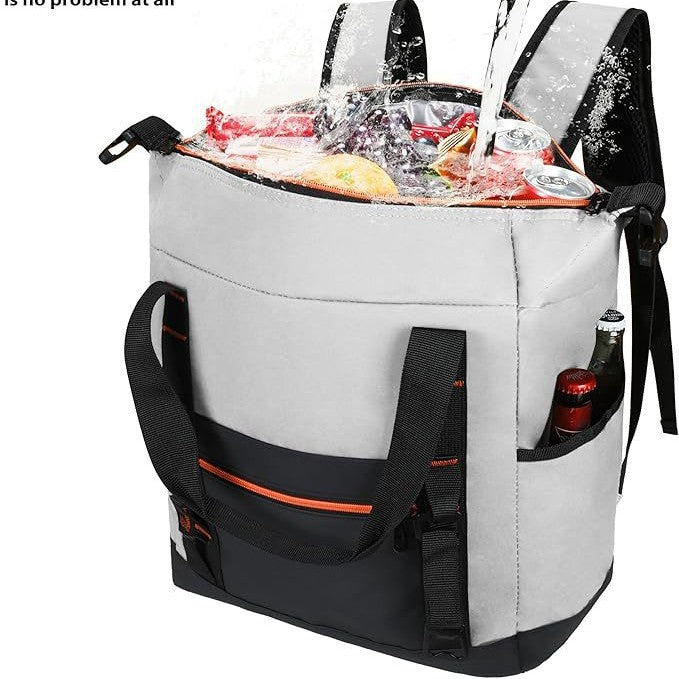 Unisex nan isolierter Kühlrucksack für Picknick und Camping mit seitlichen Flaschenhaltern, Außentasche für Smartphone und elastischem Spanngurt Brehn