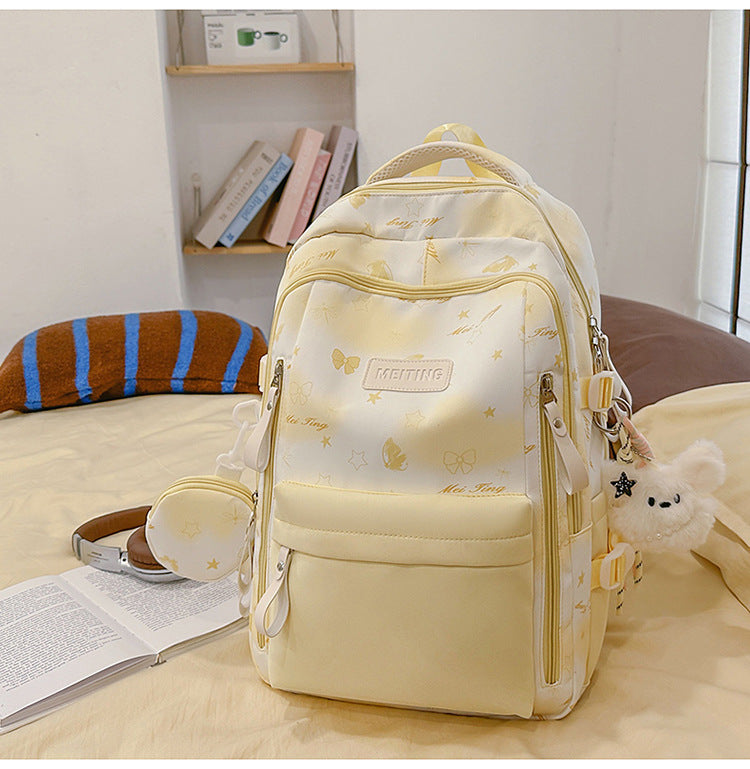 Blumenmuster Mehrfach-Taschen Schulrucksack