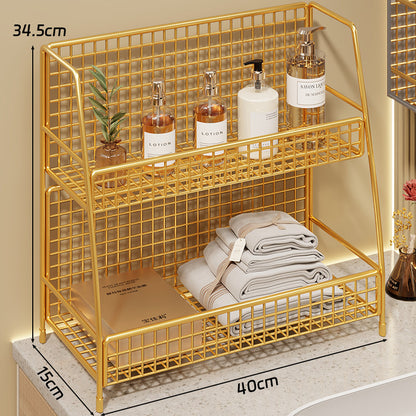 Multi-Ebenen Drahtgitter Arbeitsplattenorganizer mit schrägem Rahmen und belüfteten Mesh-Regalen