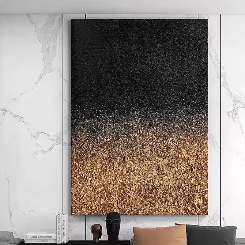 Texturiertes abstraktes Wandkunst mit goldenen Blättern