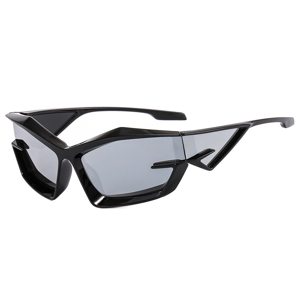 Damen futuristische Sonnenbrille mit einzigartigem Polygon-Design Brehn
