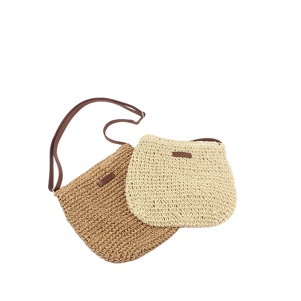 Schultertasche Aus Handgewebtem Naturmaterial mit Verstellbarem Trageriemen Brehn