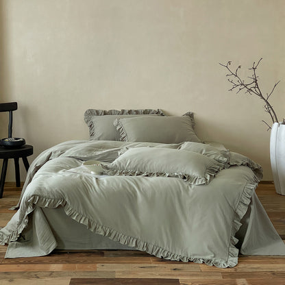 Elegantes Baumwoll-Bettwäsche-Set mit Volant und weichem Percale-Finish