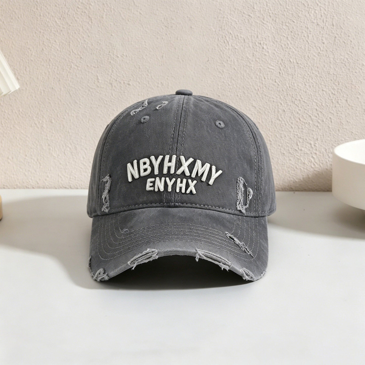 Herren Casual Distressed Texturiertes Baseball Cap Brehn