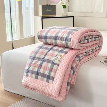 Damen Wende-Kuscheldecke aus weichem Minky Stoff Brehn