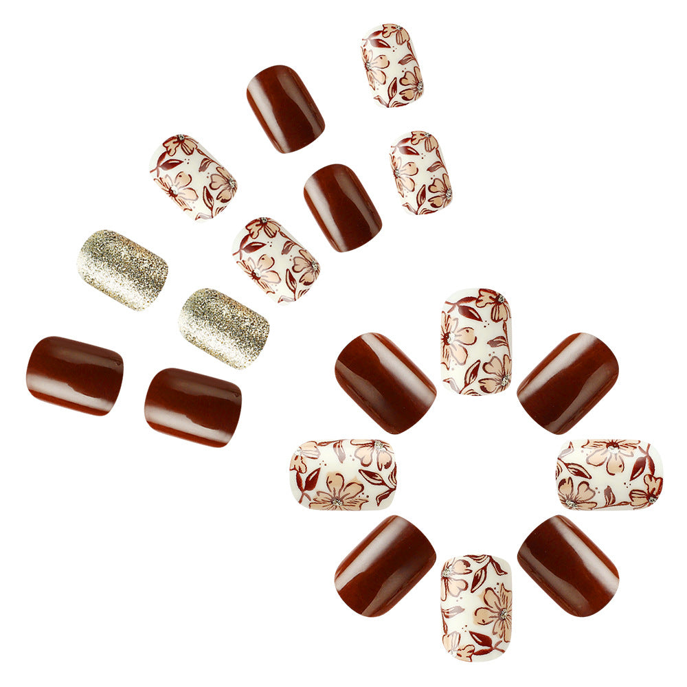 Künstlerisches, von Blumen inspiriertes Press-On Nagelset Brehn