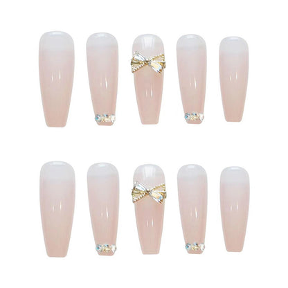Rhinestone-beschichtete lange Coffin Press-On Nägel
