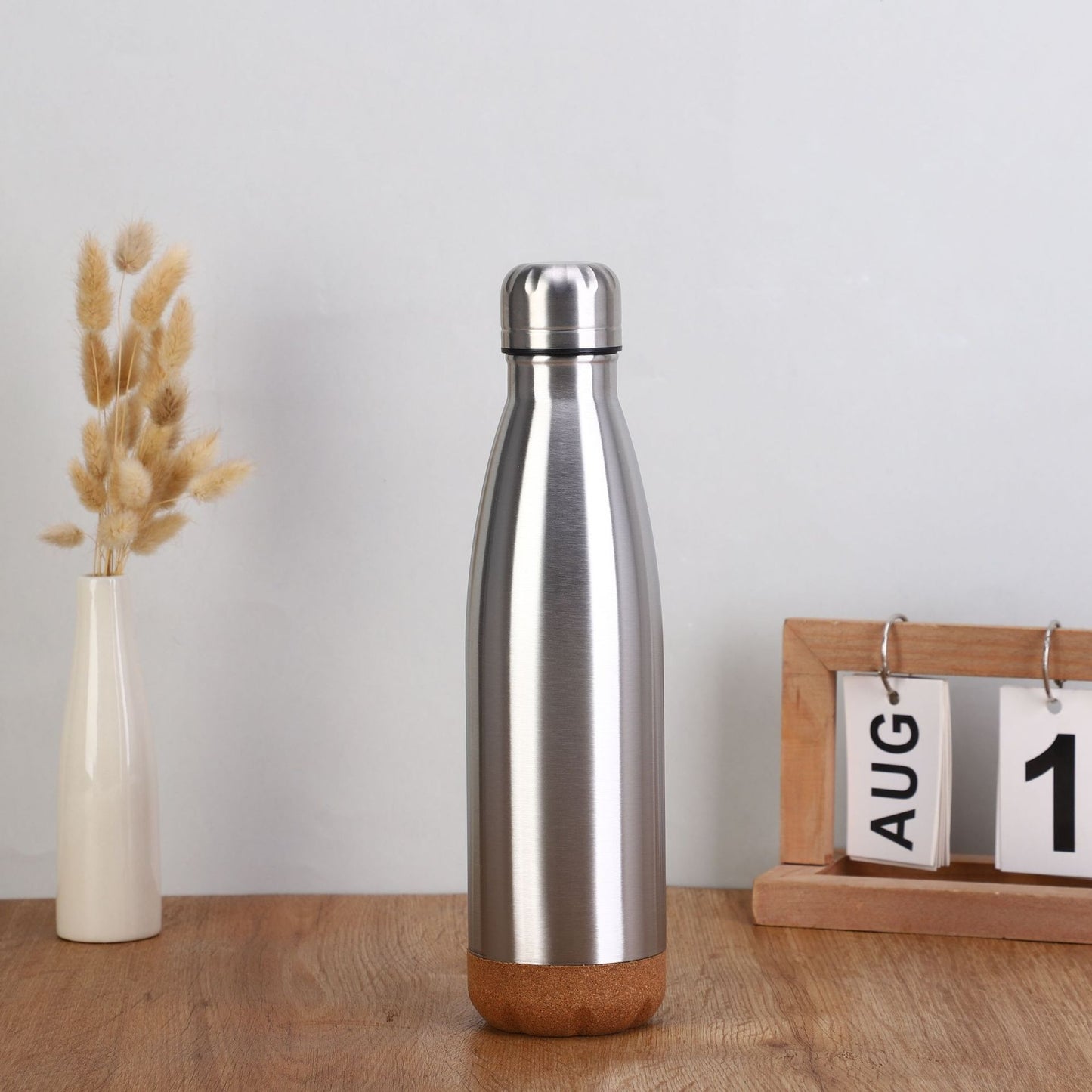 Damen stilvolle Edelstahl Isolierflasche mit Korkboden Brehn