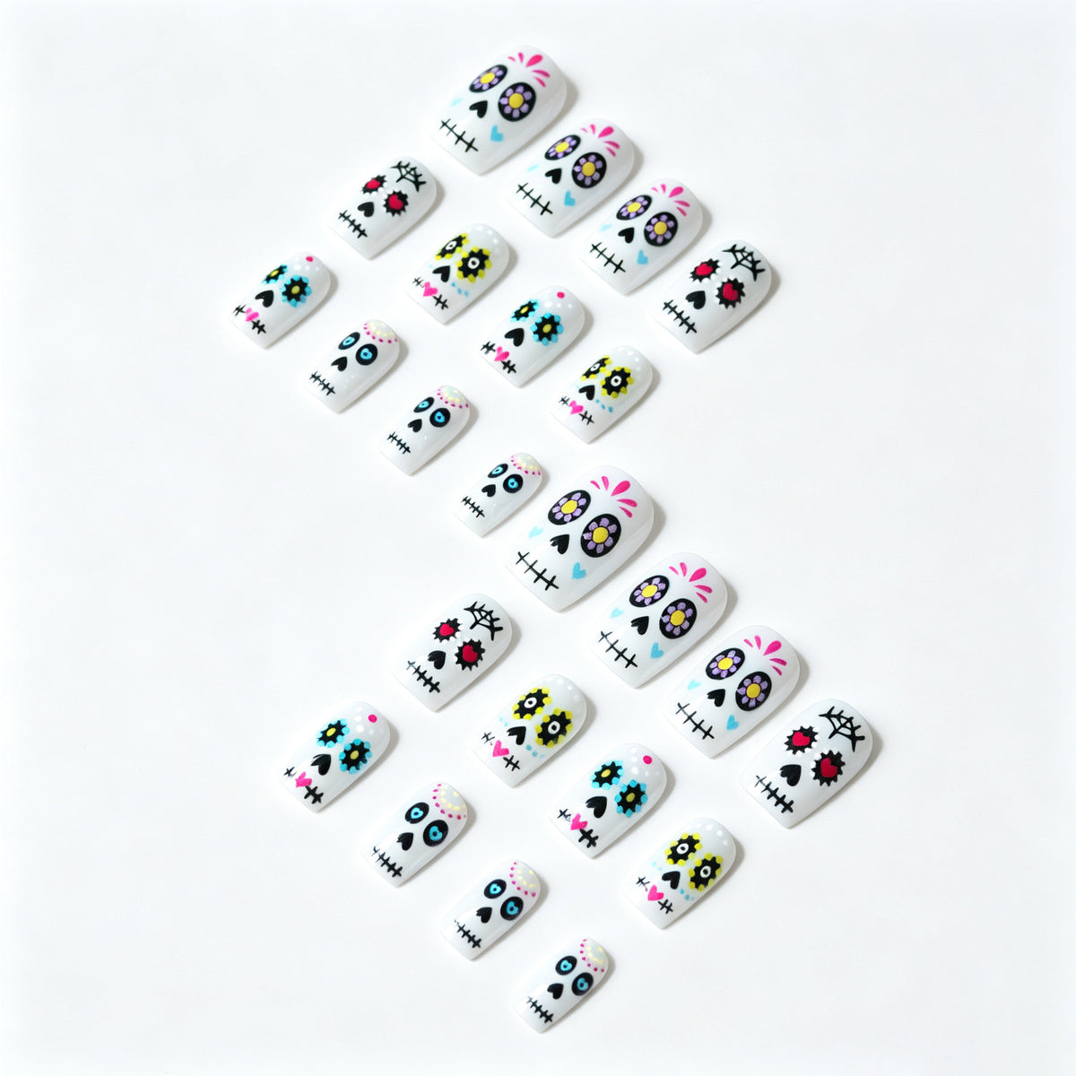 Künstlerisches Zuckerschädel-Nagelkunst-Design-Kit