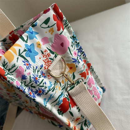 Blumenbedruckte Canvas Tragetasche